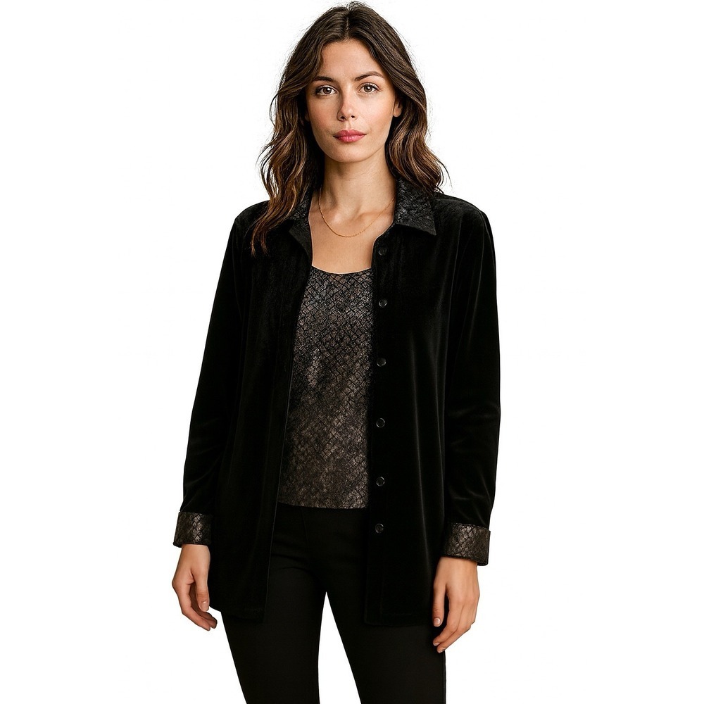 Graver‎ Studio Velvet Jacket & Snakeskin Tank Set Women's M Black 2-Piece Outfit